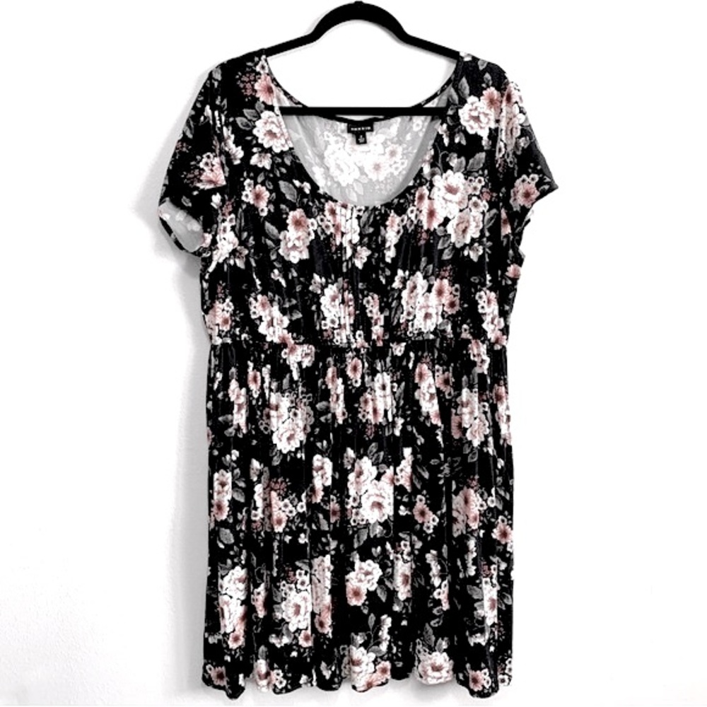 Torrid Navy Blue Floral Print Mini Challis Skater Dress